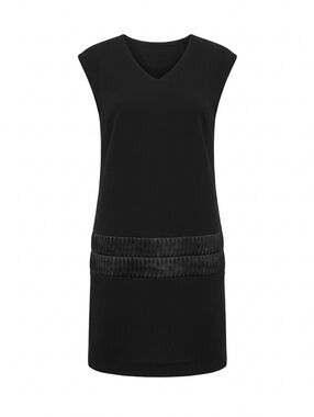 SKFK Skunkfunk Shift Dress Mini Black V-neck Cap Sleeve Recycled Stretch 2 LBD